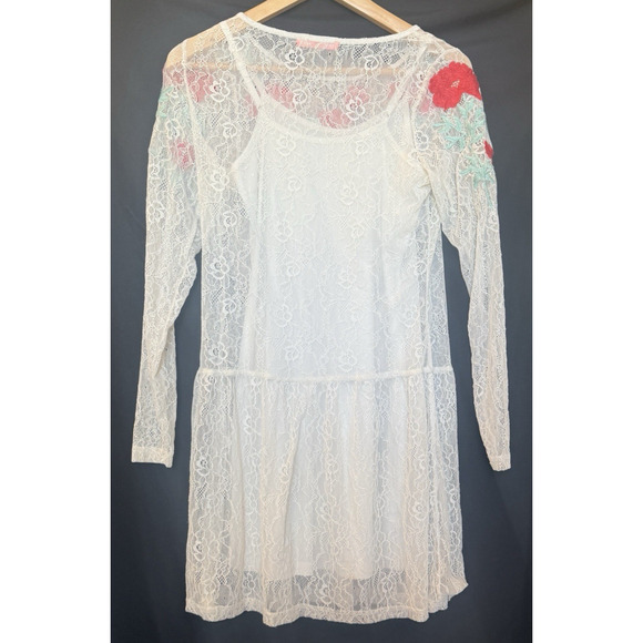 Lulumari Anthropologie Floral Lace Mini Dress Size S Sheer Beachy Vaca Boho Y2K - Picture 2 of 13